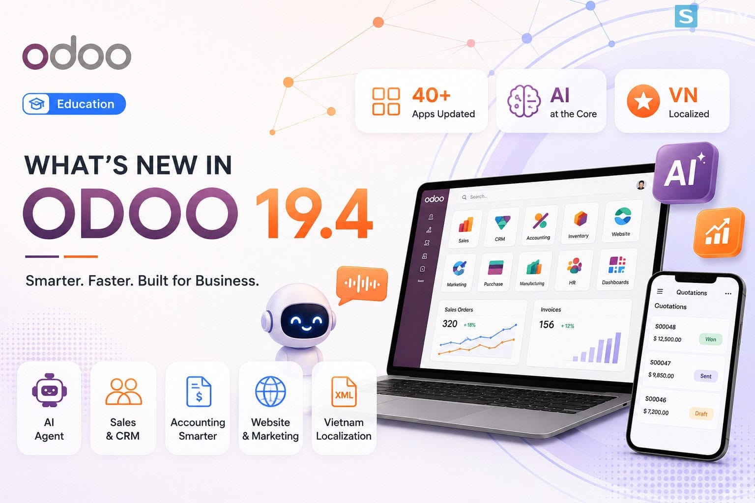 Tổng hợp tính năng mới Odoo 19.4: AI Agent, Sales, Kế toán, Website và bản địa hoá Việt Nam