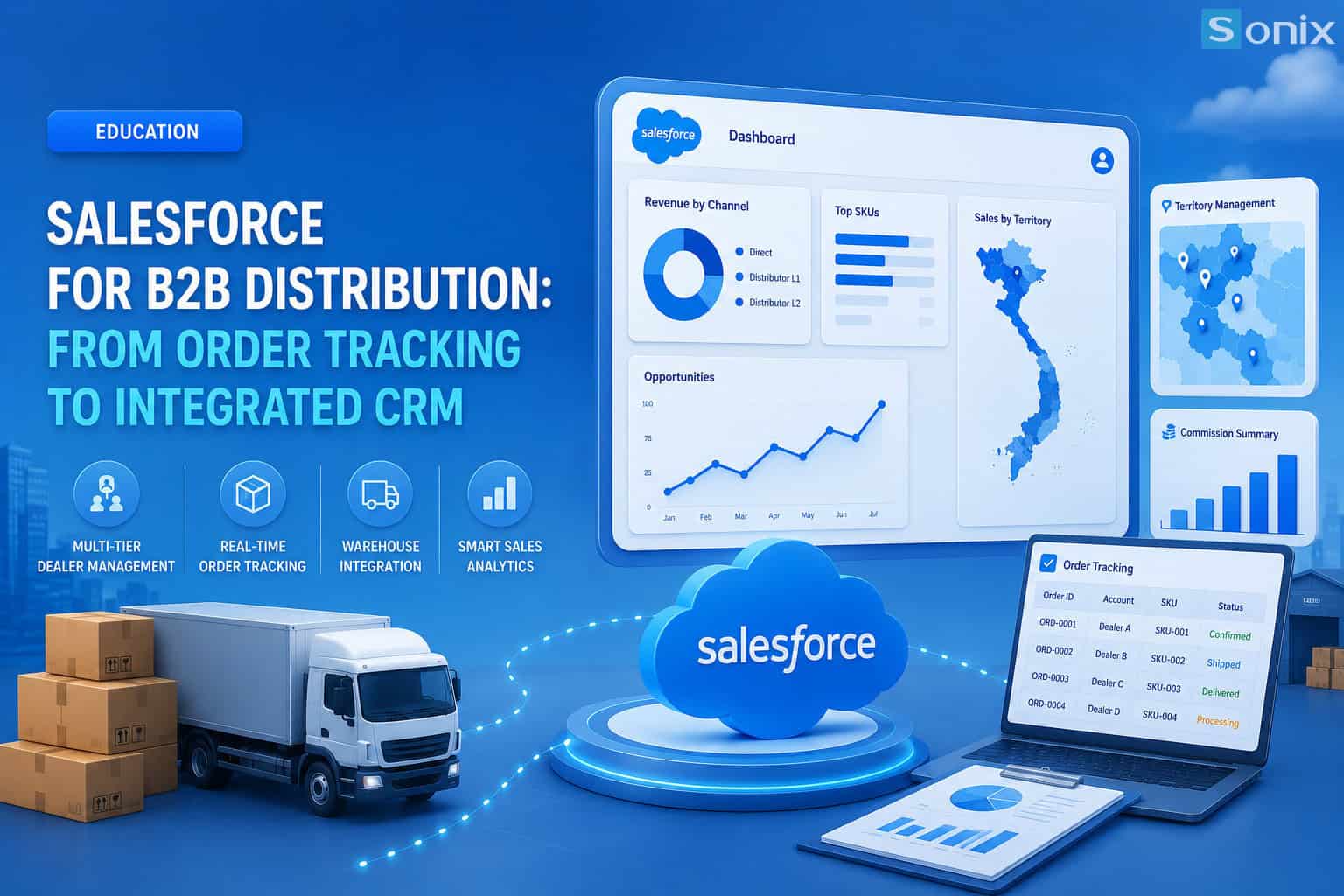 Salesforce integrated CRM for B2B distribution — manage dealers, SKUs and territories on a single platform
