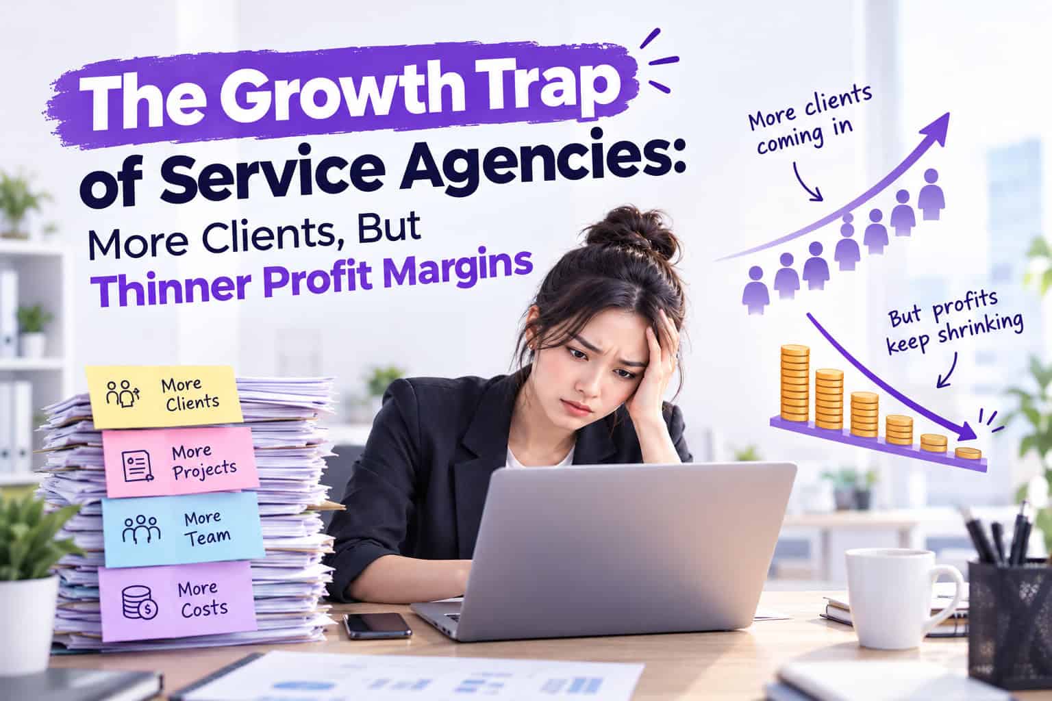 Bẫy tăng trưởng của Agency dịch vụ Nhận nhiều khách nhưng biên lợi nhuận teo tóp