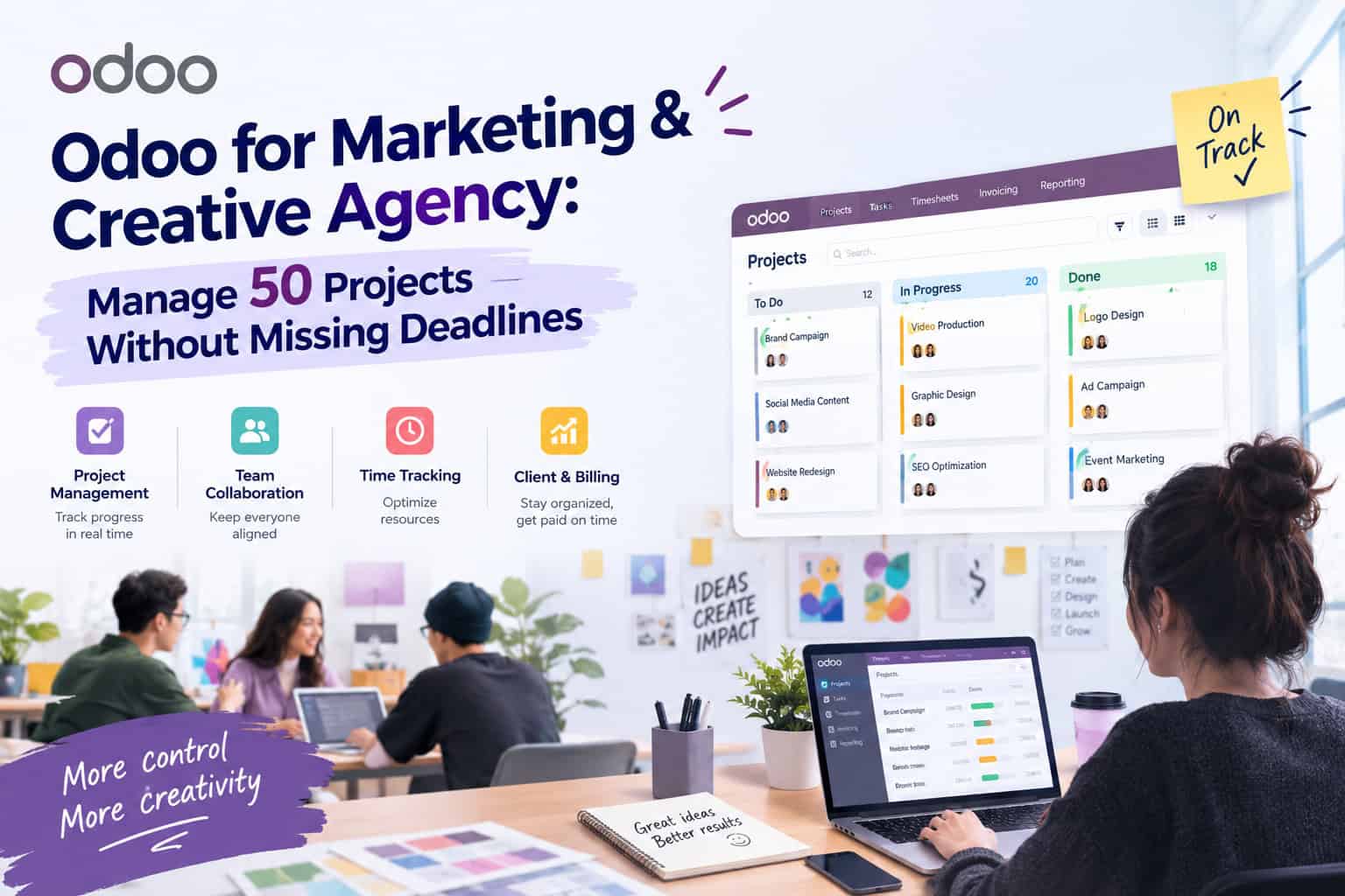 Odoo cho Marketing & Creative Agency Quản lý 50 dự án không lo trễ deadline