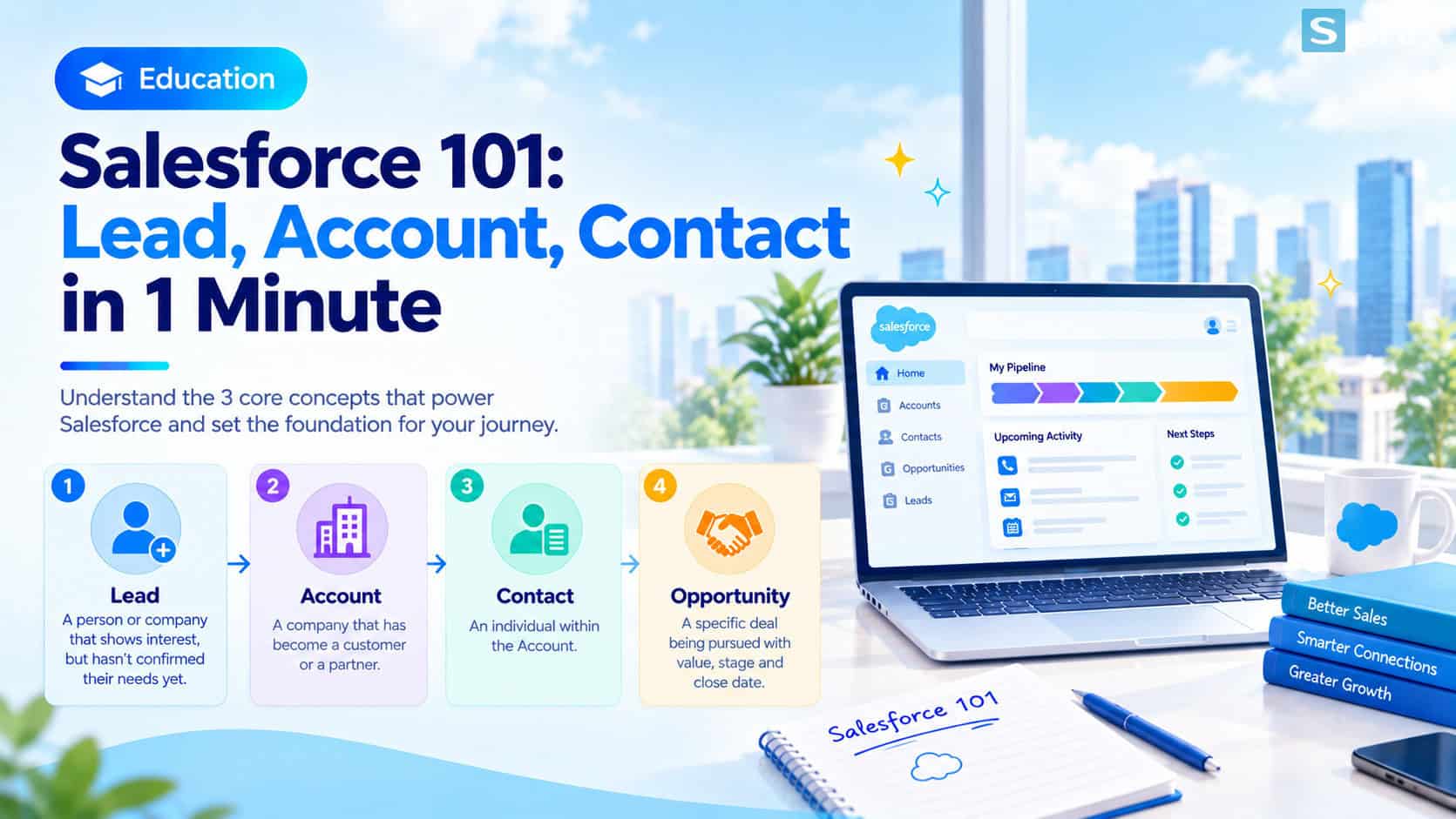 Salesforce 101: Lead, Account, Contact, Opportunity in one minute